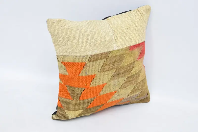 Home Decor Pillow, Vintage Kilim Pillow Pillow Sham, Cushion Cover, Pillow for Sofa, 12x12 White Pillow Sham, Square Throw Cushion, Turkish Pillow - 3