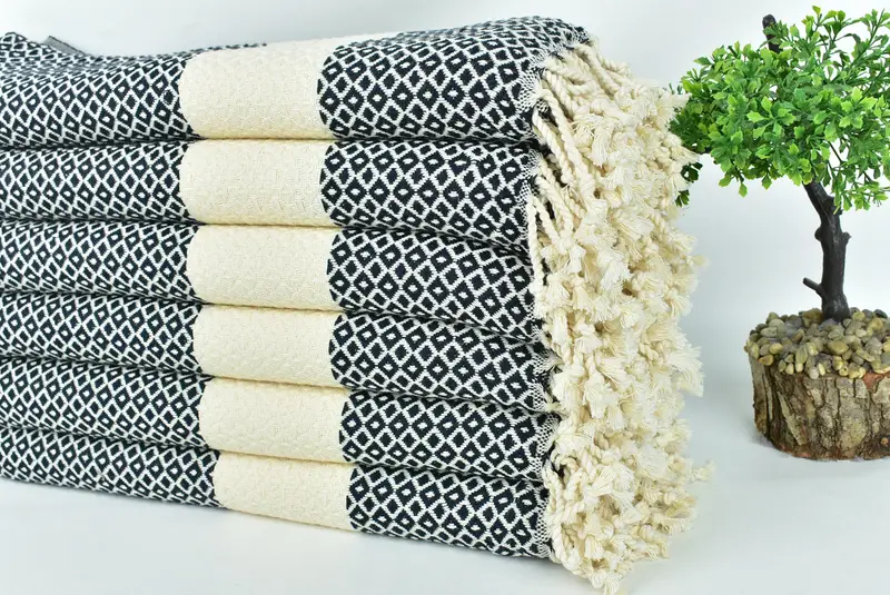 Gym Towel, Valentines Day Gift Idea, Peshtemal Towel, Pool Towels, Lightweight Turkish towel, 70x40 Cotton Geometric Towel, Embroidered Towel - 3