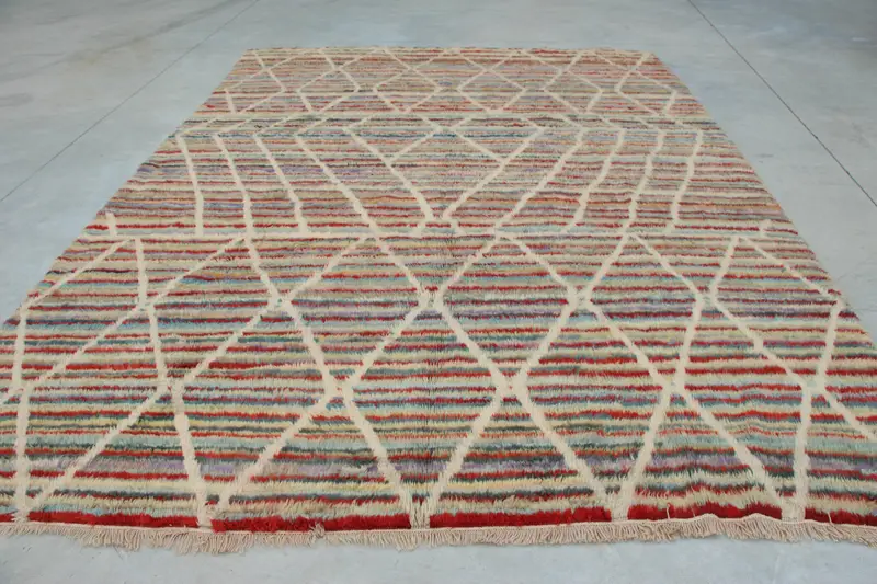 8.8x12 ft Halı, Türk Oushak Halısı, Vintage Kırmızı Yün İkat Halısı - 1