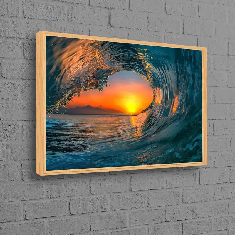 Elegant Sunset Seascape Printed Canvas: Nature's Ocean Waves