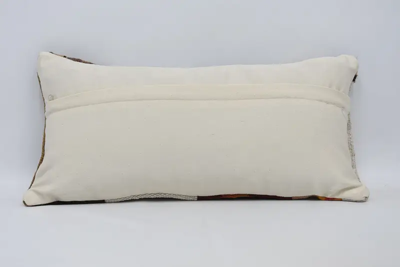 Ethnical Kilim Rug Pillow, Wool Kilim Pillow Pillow Sham, 12x24 Brown Cushion Cover, Vintage Kilim Throw Pillow, Antique Pillows, Pillow - 6