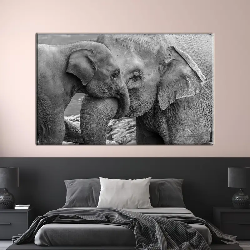 Modern Elephant Farmhouse Glass - Trendy Printed Black & White Design