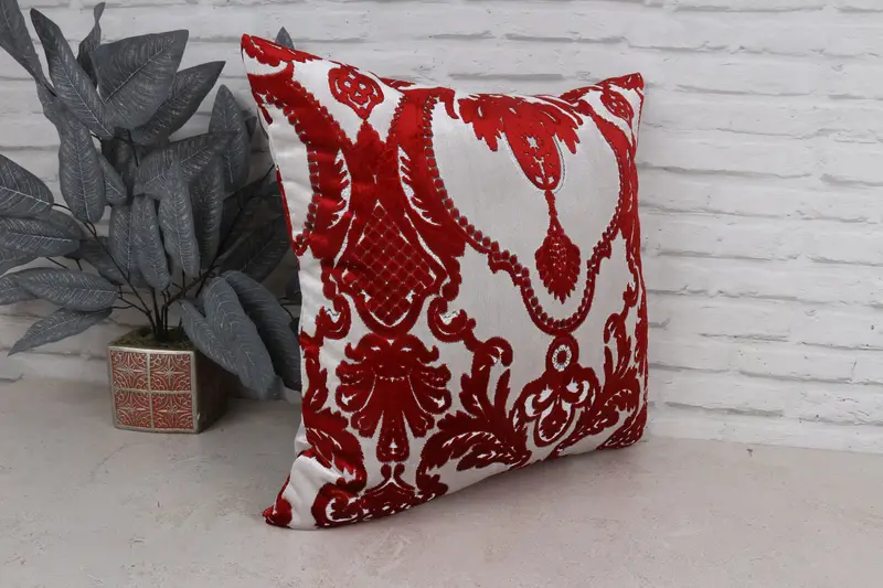 Pillow, Boho Pillow Sham Cover, 20x20 Red Cushion Cover, Throw Kilim Pillow, Interior Designer Pillow, Shabby Chic Pillow Sham - 3