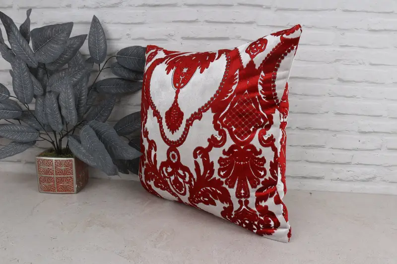 Pillow, Boho Pillow Sham Cover, 20x20 Red Cushion Cover, Throw Kilim Pillow, Interior Designer Pillow, Shabby Chic Pillow Sham - 4