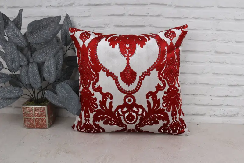 Pillow, Boho Pillow Sham Cover, 20x20 Red Cushion Cover, Throw Kilim Pillow, Interior Designer Pillow, Shabby Chic Pillow Sham - 1
