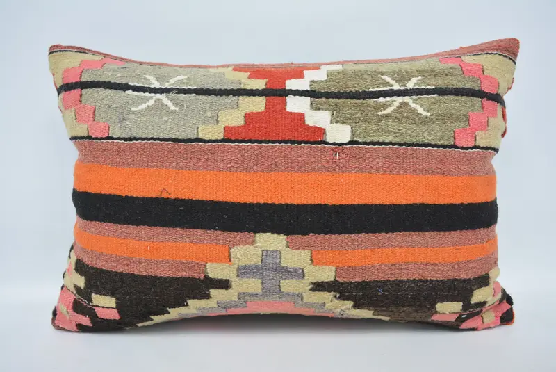 16x24 Orange Pillow Case, Accent Throw Cushion, Turkish Pillow, Hippie Throw Pillow, Vintage Kilim Pillow, Antique Pillows, Cushion Case - 1