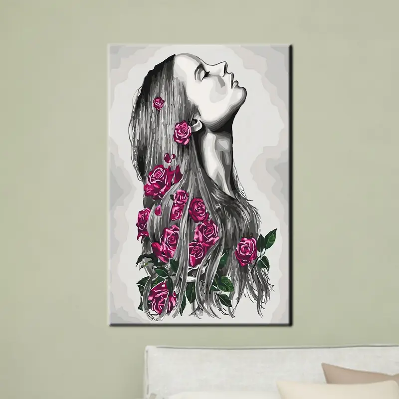 Elegant Canvas Print: Contemporary Girl Drawing, Abstract Woman