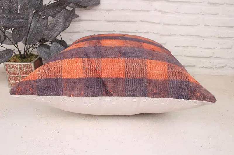 Pillow Case, Interior Designer Pillow, 20x20 Orange Pillow Cover, Gift Pillow, Turkish Pillow, Kilim Rug Pillow Cover, Turkish Bench Cushion Case - 5
