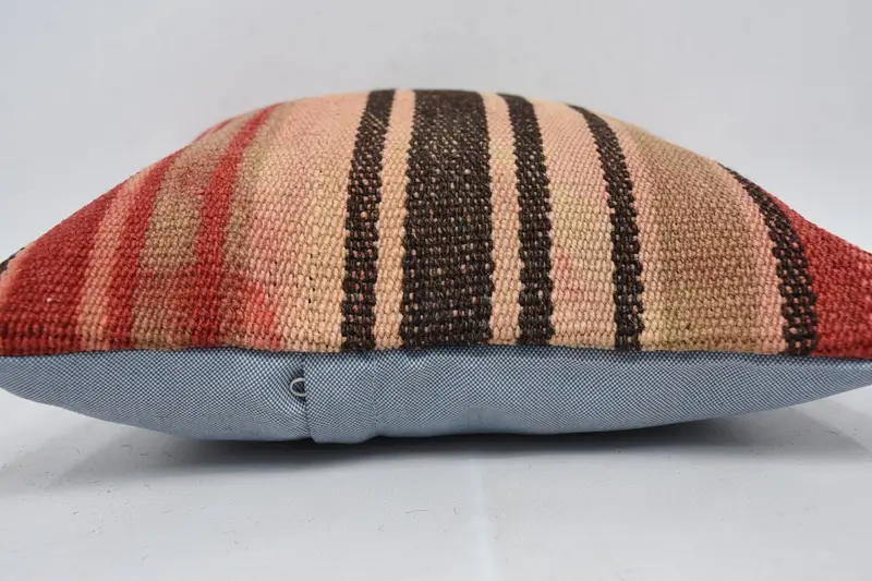 Kilim Pillow, Cushion Case, Gift Pillow, Ikat Cushion, Tapestry Pillow Cover, Accent Pillow, 14x14 Red Cushion, Throw Kilim Pillow - 5