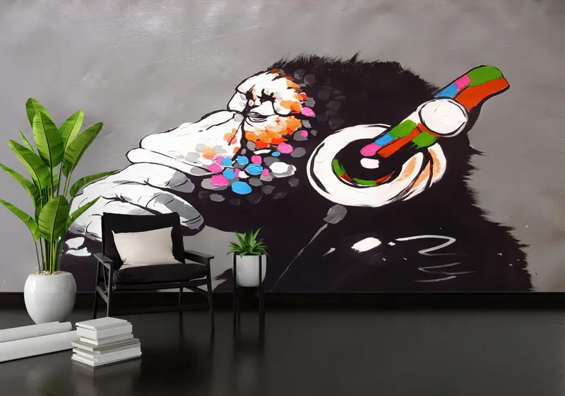 Zarif Baskılı Duvar Kağıdı: Müzik Severler için Dj Monkey Vibes