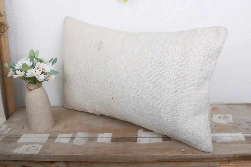 Vintage Pillow, Southwestern Pillow Cover, 12x20 White Pillow Case, Boho Pillow, Christmas Pillow Sham, Cushion Cover, Vintage Kilim Pillow - 4