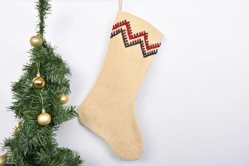 Festive Christmas Ornaments Pattern, 7 Inch Wide Christmas Stocking