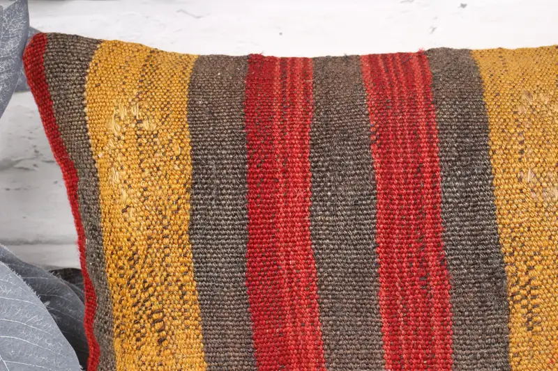 Handmade Kilim Cushion, Pillow Cover, Oriental Cushion Cover, Kilim Cushion Sham, 12x20 Red Pillow, Pastel Pillow Case, Boho Pillow - 2
