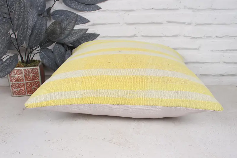 Muted Pillow Case, 18x18 Yellow Pillow Sham, Home Decor Pillow, Vintage Kilim Pillow, Throw Kilim Pillow, Pillow Case - 5