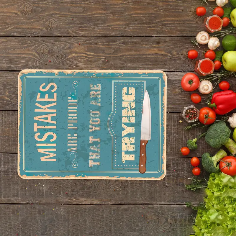 Blue Surreal Glass Cutting Board with Trendy Anti-Slip Feet