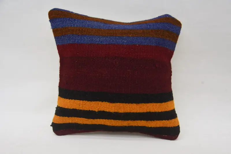 Pillow Cover, Antique Pillows, 12x12 Red Cushion Case, Vintage Kilim Pillow, Turkish Kilim Pillow, Accent Throw Cushion Cover - 5