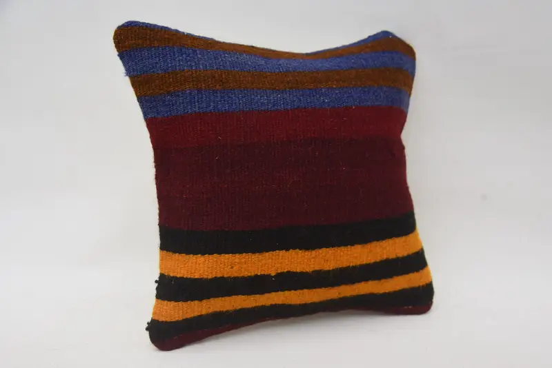 Pillow Cover, Antique Pillows, 12x12 Red Cushion Case, Vintage Kilim Pillow, Turkish Kilim Pillow, Accent Throw Cushion Cover - 2