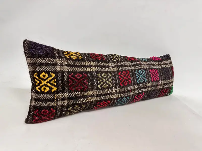 12x36 Red Pillow, Vintage Kilim Throw Pillow, Pillow, Kilim Pillow Cover, Decorative Bolster Pillow Sham, Turkish Pillow - 2