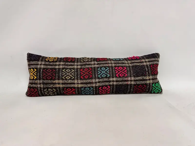 12x36 Red Pillow, Vintage Kilim Throw Pillow, Pillow, Kilim Pillow Cover, Decorative Bolster Pillow Sham, Turkish Pillow - 1