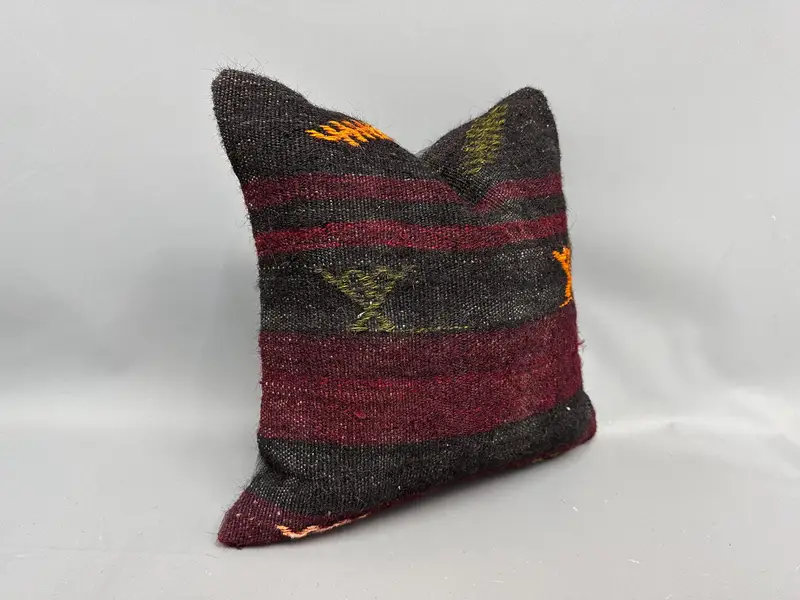 Kilim Pillow, Antique Pillows, 18x18 Brown Cushion Case, Kilim Pillow Cover, Handmade Pillow, Boho Throw Pillow Cover, Cushion Cover - 2