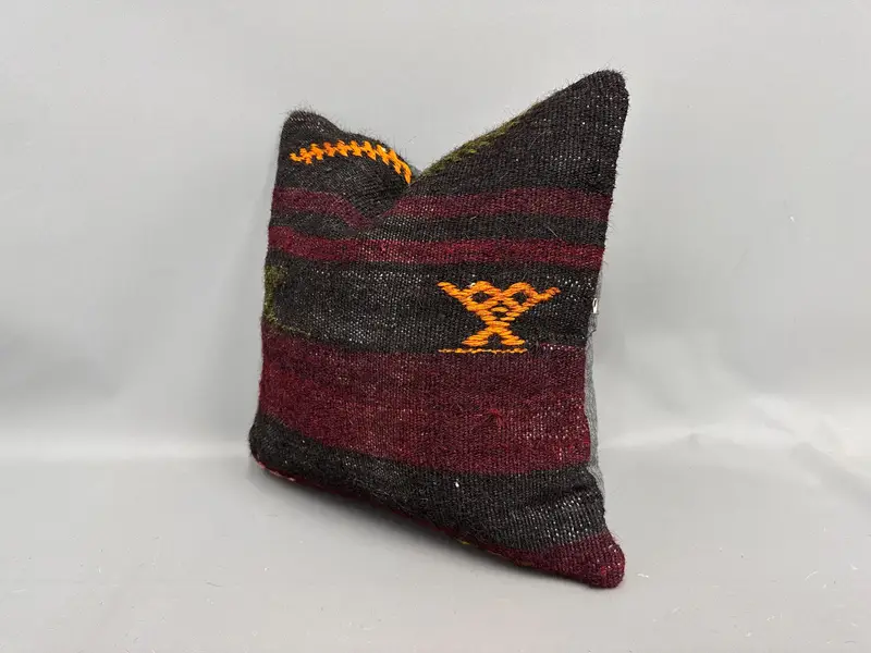 Kilim Pillow, Antique Pillows, 18x18 Brown Cushion Case, Kilim Pillow Cover, Handmade Pillow, Boho Throw Pillow Cover, Cushion Cover - 3