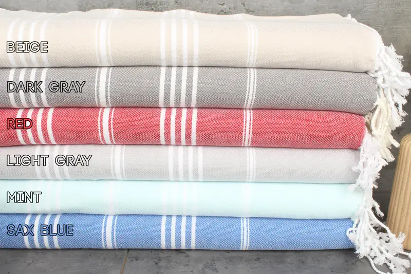 Striped Organic Cotton Beach Towel Beige, 40x71 Inches