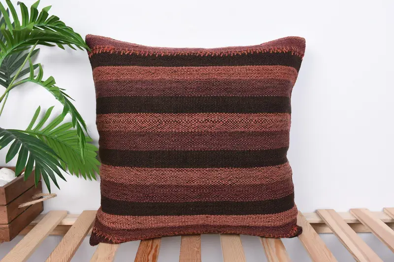 Outdoor Bolster Cushion Case, 20x20 Brown Pillow, Pillow Sham, Boho Pillow, Boho Pillow Sham Cover, Toss Pillow, Gift Pillow, Tribal Pillow Case - 1