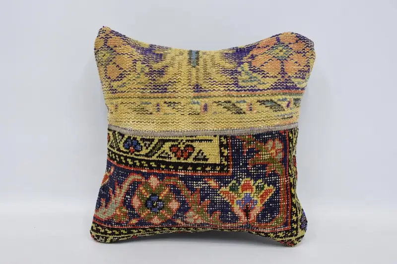 Throw Pillow Sham, 16x16 inch Beige Moroccan Square Cushion Cover - 1