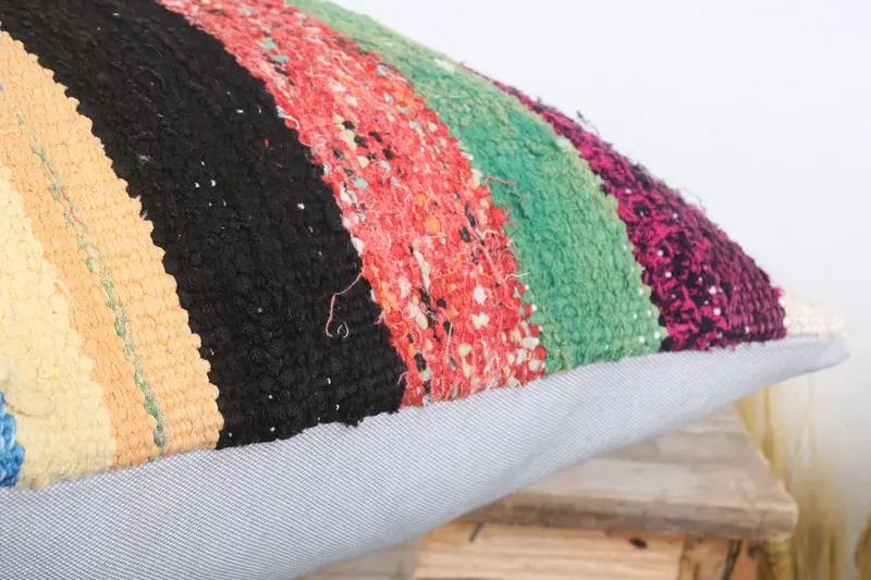 Sofa Bolster Pillow Cover, Handmade Kilim Cushion, Pillow, 20x20 Brown Pillow Cover, Pillow for Sofa, Throw Kilim Pillow, Bolster Throw Pillow Sham - 6