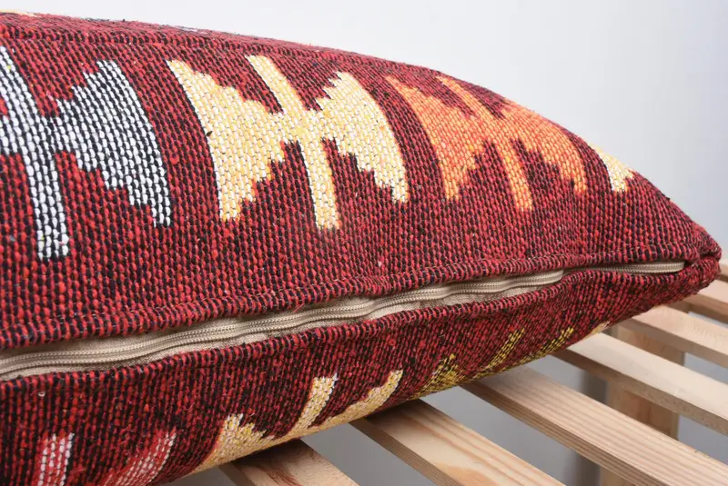 Cushion, Decorative Bolster Cushion Case, 16x43 Green Pillow Sham, Handmade Kilim Cushion, Turkish Kilim Pillow, Pet Pillow, Throw Kilim Pillow - 7