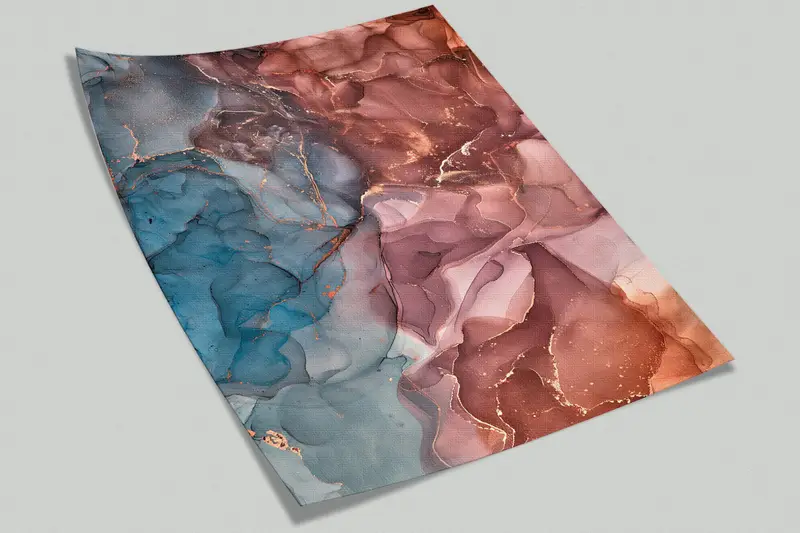 Helles Handypapier, abstrakte Wandbild, Papierwandkunst, benutzerdefinierte Handpapier, farbenfrohe Wanddekoration, goldener Marmor, Blue Marmor Wallpapier, - 9