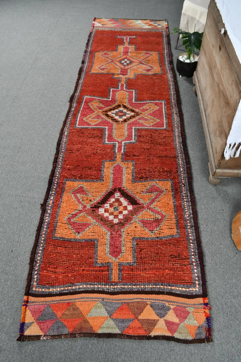 Kırmızı Fas Halısı, 2,8x10,6 ft Canlı Dekor