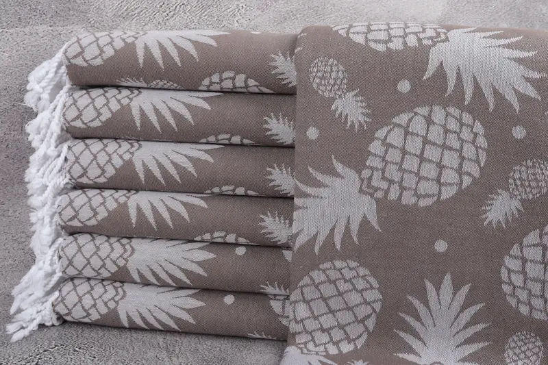 Anniversary Gift For Her, Best Friend Gift, Turkish beach towel, Large Turkish Towel, 70x36 Cotton Pineapple Design Towel, Custom Towel Beach - 2