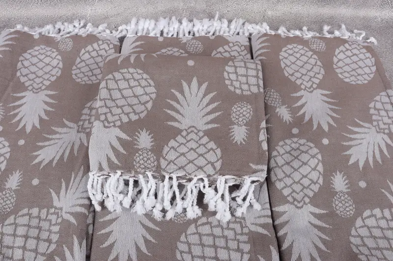 Anniversary Gift For Her, Best Friend Gift, Turkish beach towel, Large Turkish Towel, 70x36 Cotton Pineapple Design Towel, Custom Towel Beach - 5