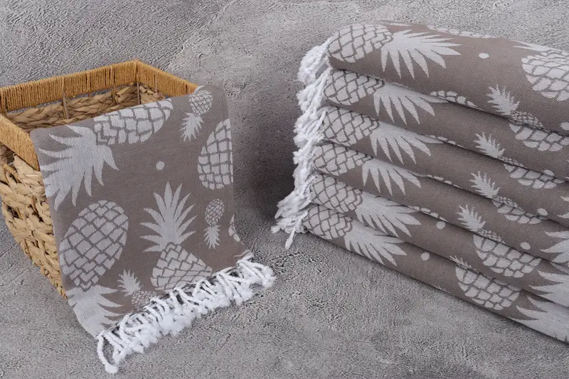Anniversary Gift For Her, Best Friend Gift, Turkish beach towel, Large Turkish Towel, 70x36 Cotton Pineapple Design Towel, Custom Towel Beach - 4