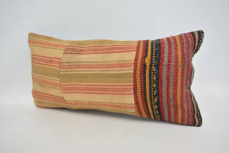 Vintage Kilim Throw Pillow, Pillow for Couch, Yoga Pillow, Home Decor Pillow, Turkish Bench Cushion, 12x24 Red Pillow Cover, Cushion - 4