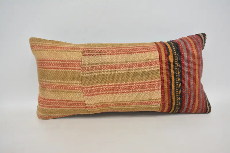 Vintage Kilim Throw Pillow, Pillow for Couch, Yoga Pillow, Home Decor Pillow, Turkish Bench Cushion, 12x24 Red Pillow Cover, Cushion - 1