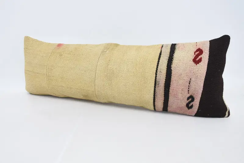 Cushion Case, Outdoor Patio Pillow Case, 12x36 Beige Pillow, Kilim Cushion Sham, Vintage Kilim Pillow, Sofa Bolster Cushion Case, Pillow for Sofa - 4
