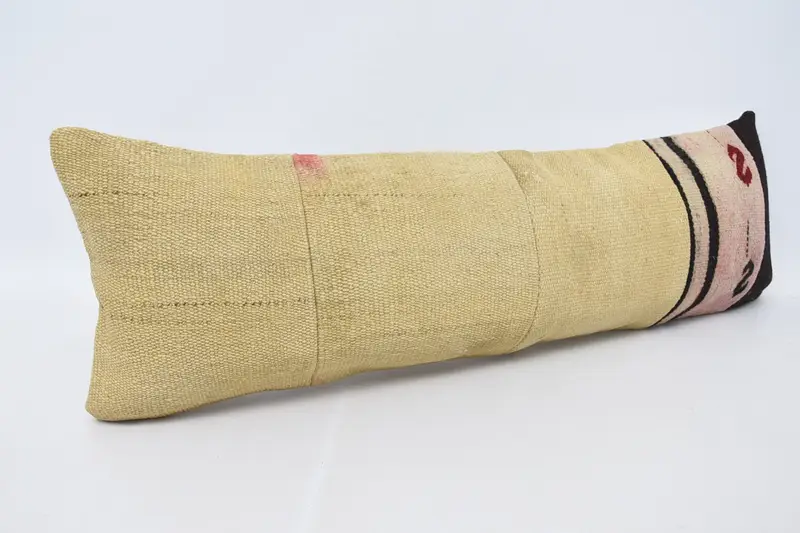Cushion Case, Outdoor Patio Pillow Case, 12x36 Beige Pillow, Kilim Cushion Sham, Vintage Kilim Pillow, Sofa Bolster Cushion Case, Pillow for Sofa - 3