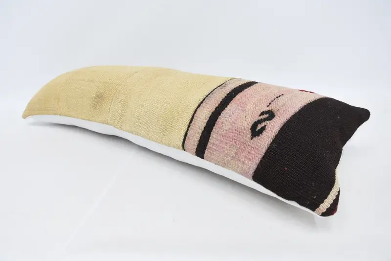 Cushion Case, Outdoor Patio Pillow Case, 12x36 Beige Pillow, Kilim Cushion Sham, Vintage Kilim Pillow, Sofa Bolster Cushion Case, Pillow for Sofa - 5
