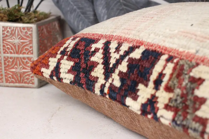 Aesthetic Cushion, Cushion Case, Interior Designer Pillow, Vintage Kilim Throw Pillow, Kilim Pillow Cover, 12x24 Beige Pillow Sham - 7