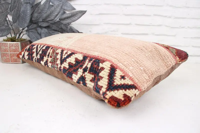 Aesthetic Cushion, Cushion Case, Interior Designer Pillow, Vintage Kilim Throw Pillow, Kilim Pillow Cover, 12x24 Beige Pillow Sham - 6