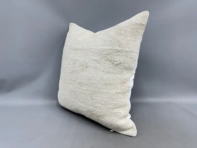 Interior Designer Pillow, Kilim Cushion Sham, 24x24 White Pillow Cover, Pillow Cover, Sofa Cushion, Pillow for Couch, Neutral Cushion Case - 3