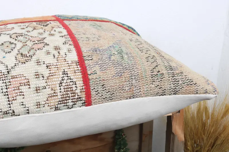 Anatolian Cushion Case, Ethnic Pillow, Pillow for Couch, Pillow for Sofa, 24x24 Beige Cushion Case, Boho Pillow Sham Cover, Cushion Cover - 6