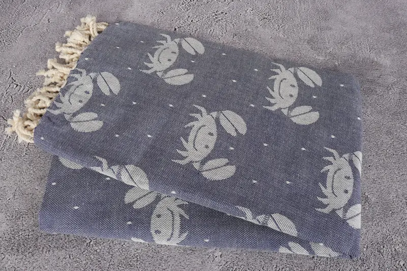 Best lightweight Turkish towel for travel USA, 68x40 Cotton Crab Design Towel, Beach Towel Gift, Bridesmaid Gift, Peshtemal, Bachelorette Gifts - 6