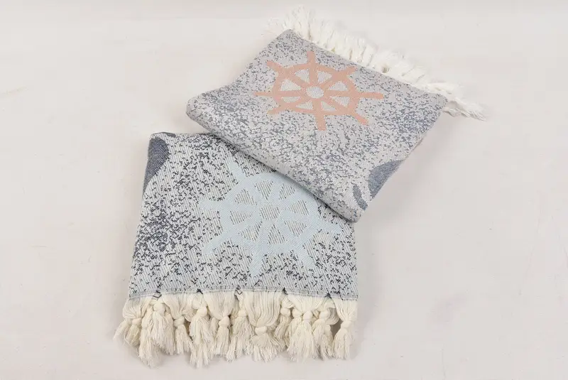 Holiday Towel, Peshtemal Towel, Wedding Gifts Towel, 70x40 Cotton Lighthouse Patterned Towel, Bath towel, Customized Towels, Turkish beach towel - 7