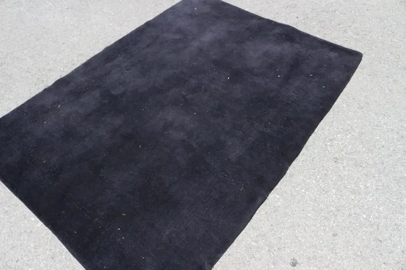 Türk Vintage Halı 4.6x6.1 ft (139x185 cm), Oushak Siyah Patchwork Halı - 1