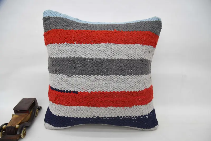 Morroccon Kilim Cushion Pillow, Pillow for Sofa, Couch Pillow Cover, Ethnical Kilim Rug Pillow, 18x18 Red Pillow, Turkish Pillow, Cushion - 4