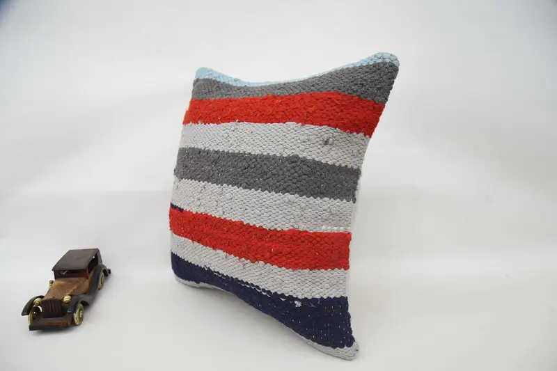 Morroccon Kilim Cushion Pillow, Pillow for Sofa, Couch Pillow Cover, Ethnical Kilim Rug Pillow, 18x18 Red Pillow, Turkish Pillow, Cushion - 5