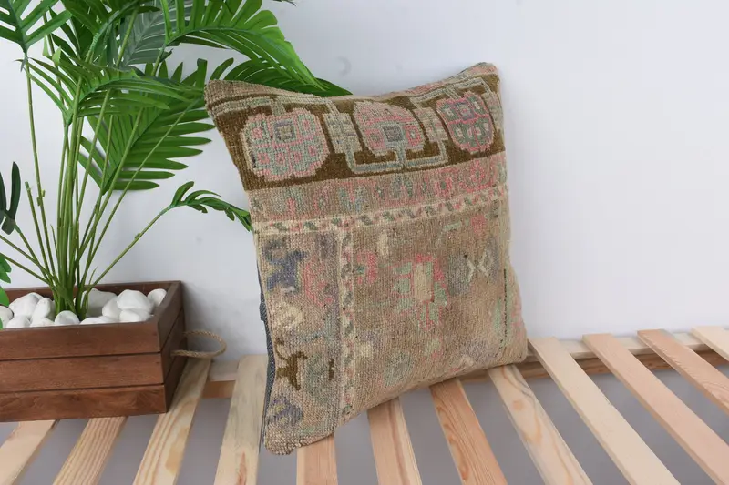Car Pillow, Turkish Kilim Pillow, 18x18 Brown Pillow, Handmade Kilim Cushion, Pillow, Turkish Pillow, Tapestry Cushion Cover, Custom Pillow - 4